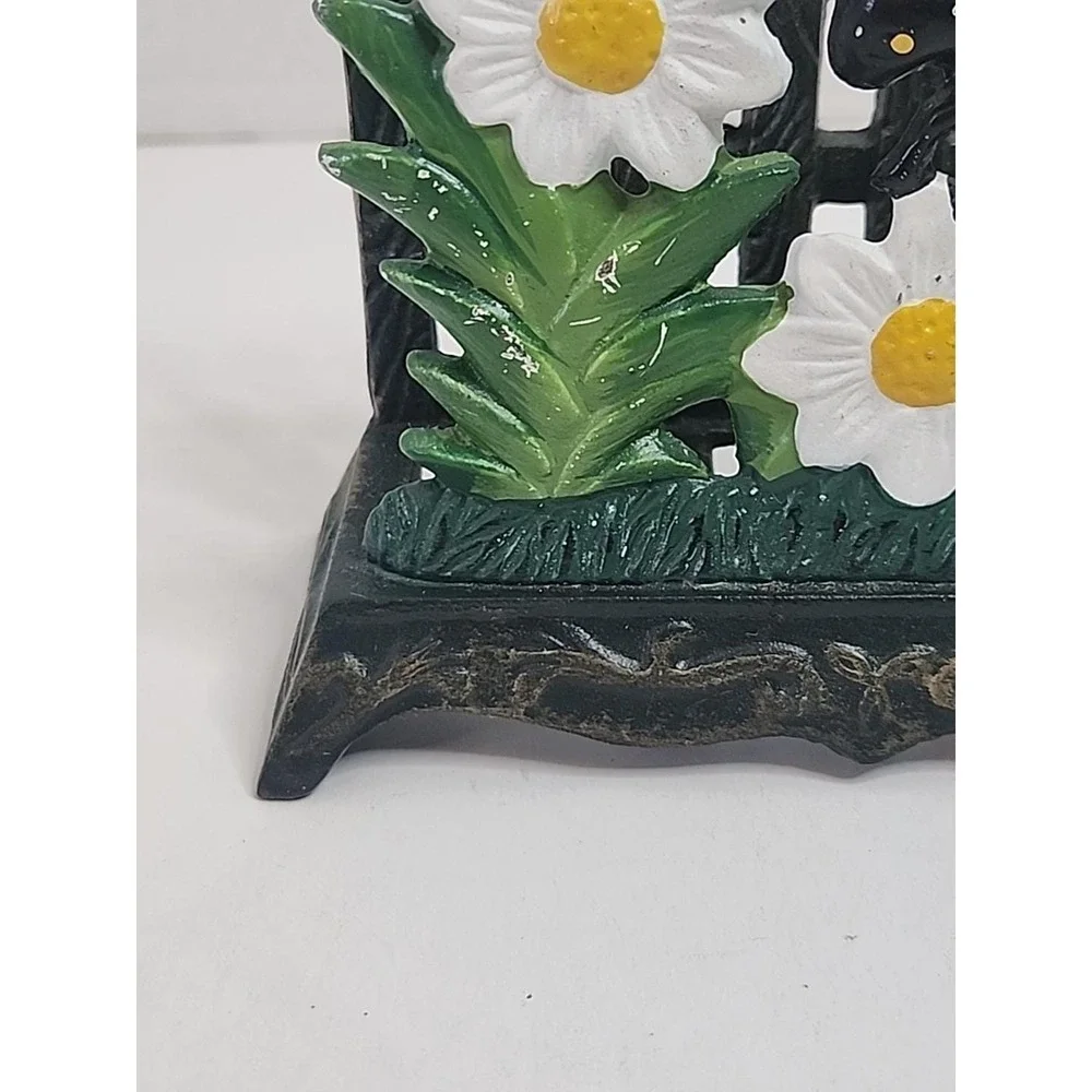 Vintage Cast Iron Daisies & Bumblebee Napkin Letter Holder 5.5